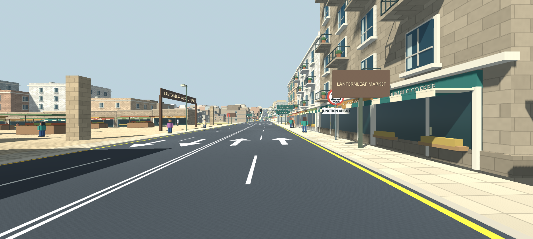 The streets and neighborhood buildings of Bellwyn in Kenzi Taxi